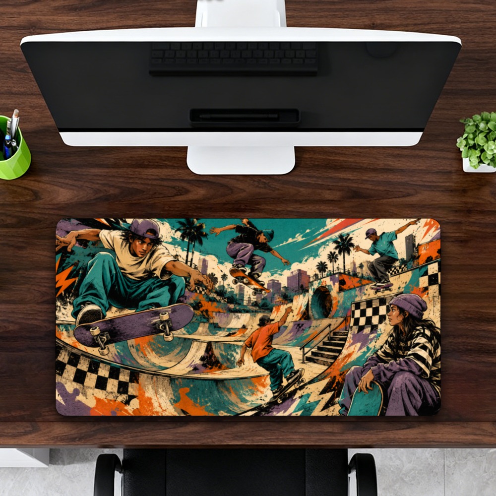 Retro Gaming Keyboard - Cool street skateboarding park table mat