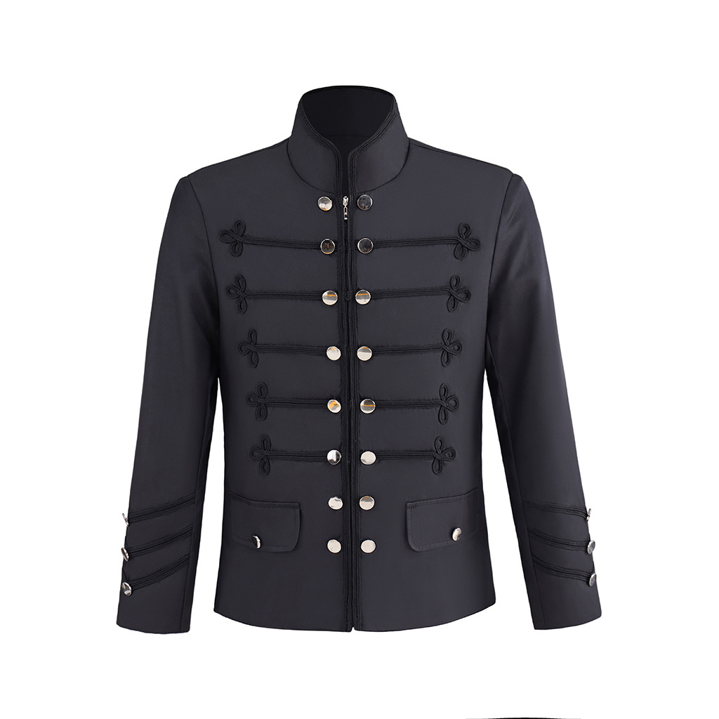 Retro Gaming Jacket - Men's Black Military Jacket Napoleonic Hussar