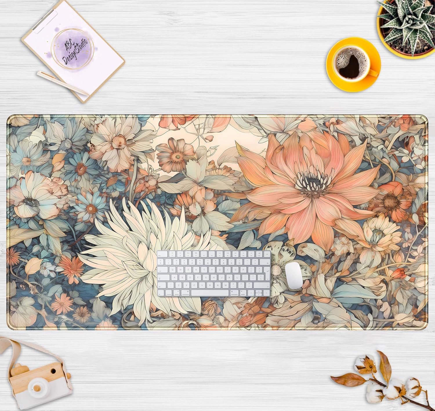 Retro Japanese Floral Desk Mat - Retro Gaming Keyboard And Mouse recension och pris